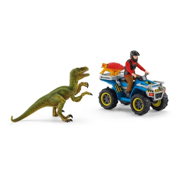 Schleich Fuite Sur Quad Face Au Vélociraptor Dinosaurs 1