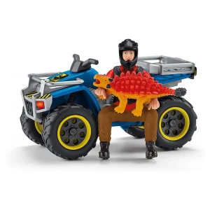 Schleich Fuite Sur Quad Face Au Vélociraptor Dinosaurs 13