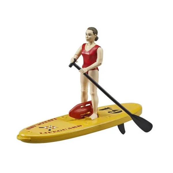 Bruder Figurine Bworld : Maître-nageur Avec Stand Up Paddle 1