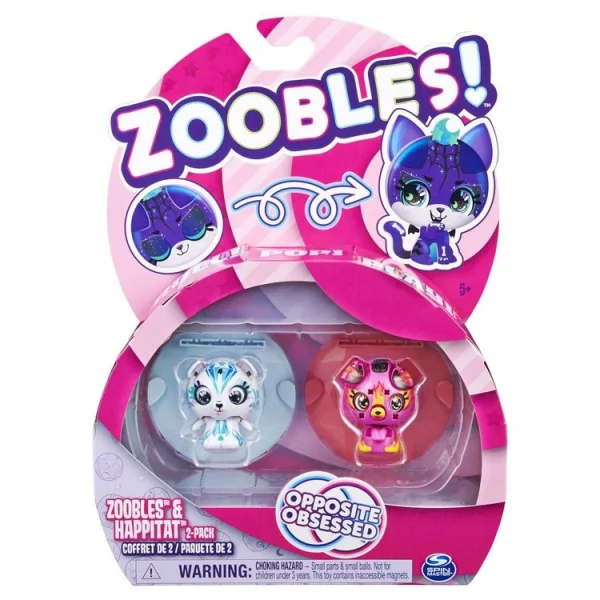 SPIN MASTER Figurine – Zoobles Animaux – Pack De 2 – Blanc Et Rose 3