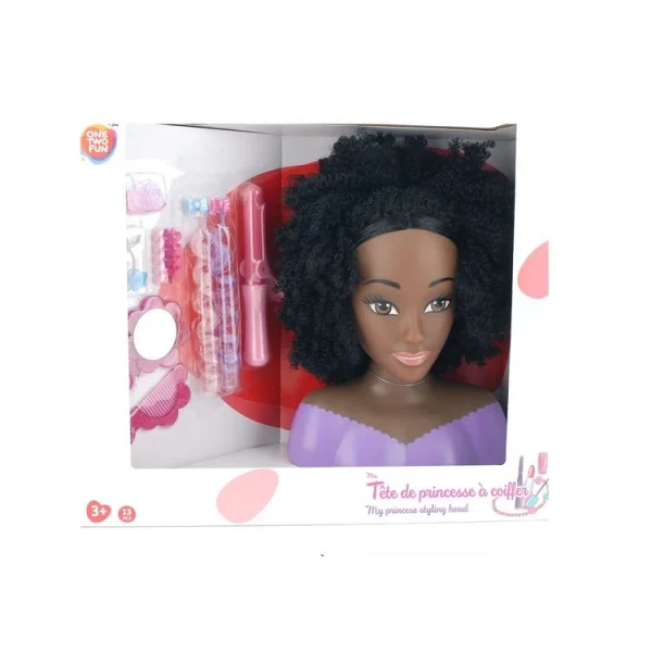 One Two Fun Ma Tête à Coiffer Cheveux Noirs 1