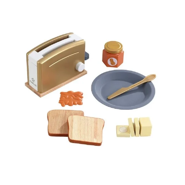 Kidkraft Ensemble Dinette Petit-déjeuner Avec Grille-pain Doré + Accessoires 1