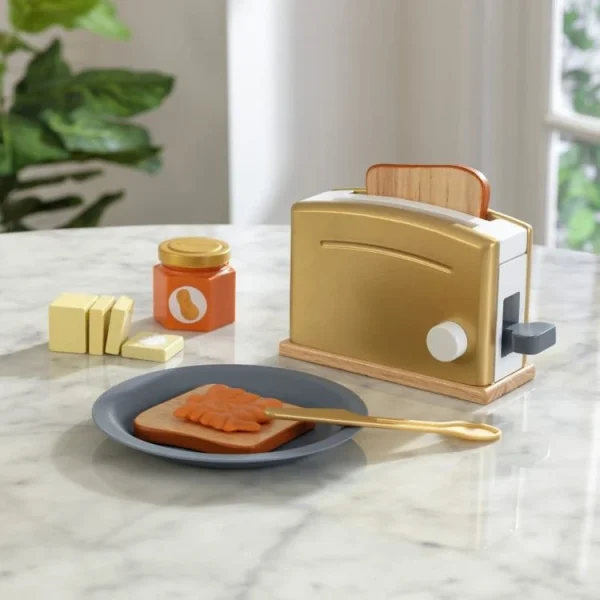Kidkraft Ensemble Dinette Petit-déjeuner Avec Grille-pain Doré + Accessoires 3