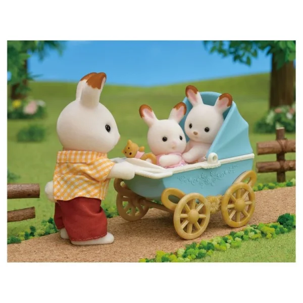 Epoch D’Enfance 5432 – Les Jumeaux Lapin Chocolat Et Poussette Double – Sylvanian Families 3