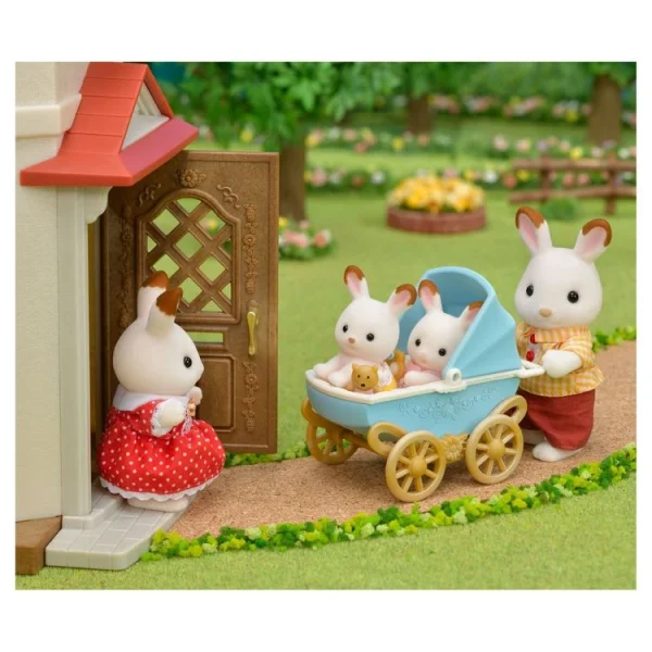Epoch D’Enfance 5432 – Les Jumeaux Lapin Chocolat Et Poussette Double – Sylvanian Families 4